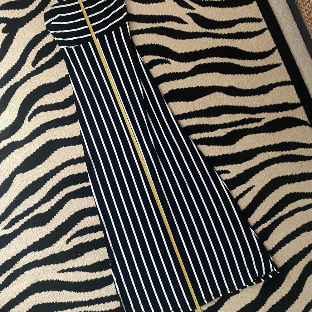 PRIVY Black & White Striped Maxi Dress Strapless Small - Picture 6 of 6